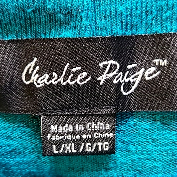 Charlie Paige Teal Sleeveless Sweater, Cowl Neckline, Pockets on Each Side, L/XL - Picture 7 of 8